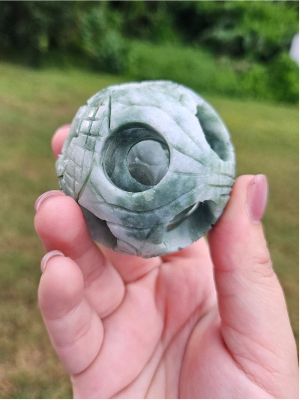Green jade puzzle sphere 2.2 in